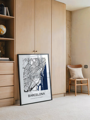 Barcelona Stadtkarte Blau Weiß