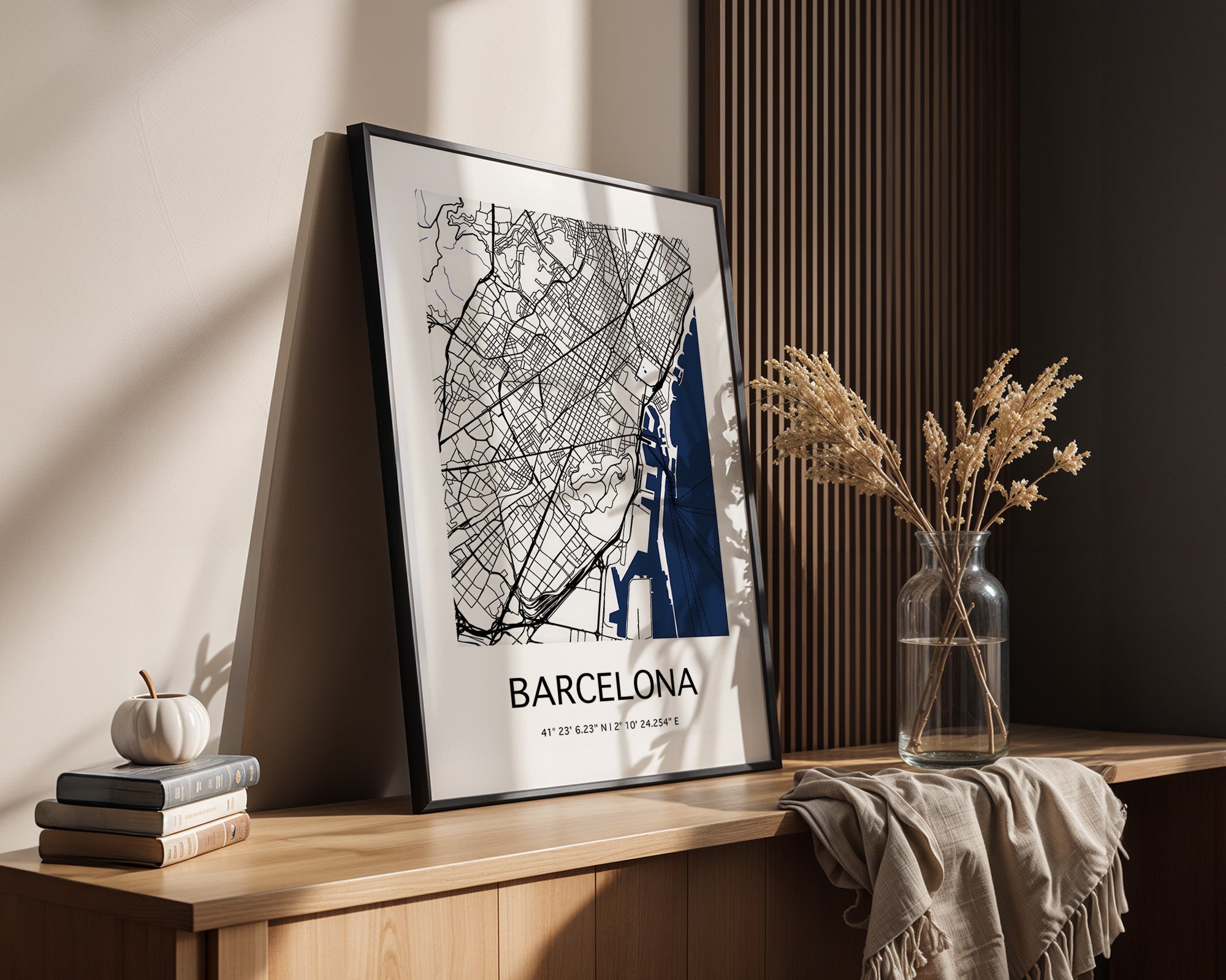 Barcelona Stadtkarte Blau Weiß