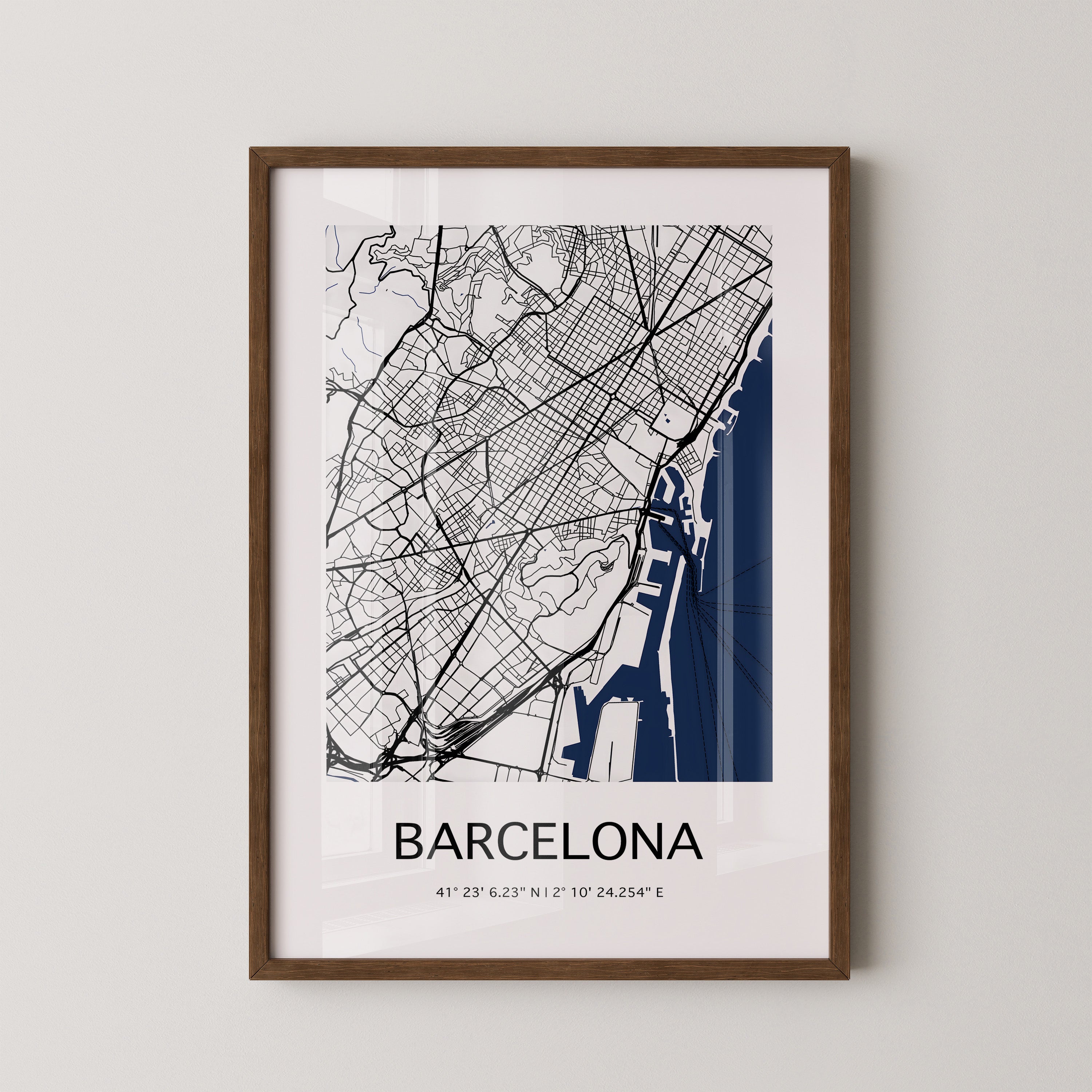Barcelona Stadtkarte Blau Weiß