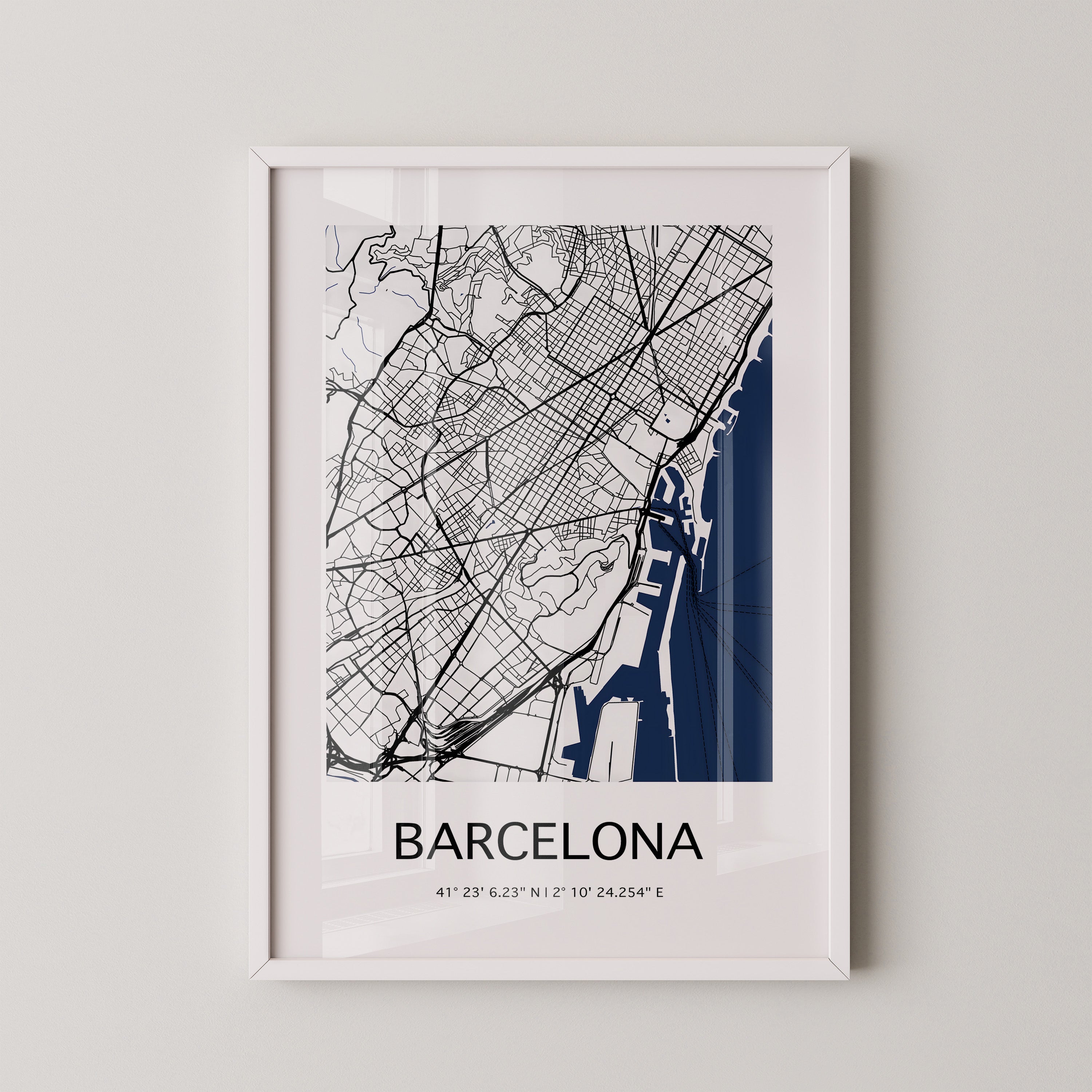 Barcelona Stadtkarte Blau Weiß