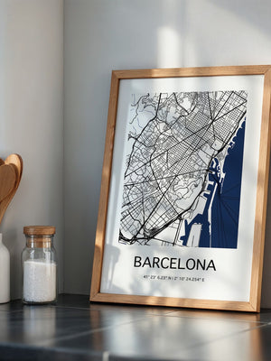 Barcelona Stadtkarte Blau Weiß