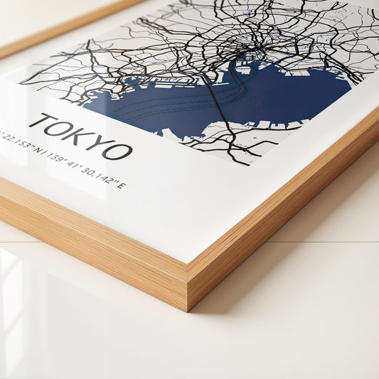 Tokio Stadtplan Schwarz-Weiß