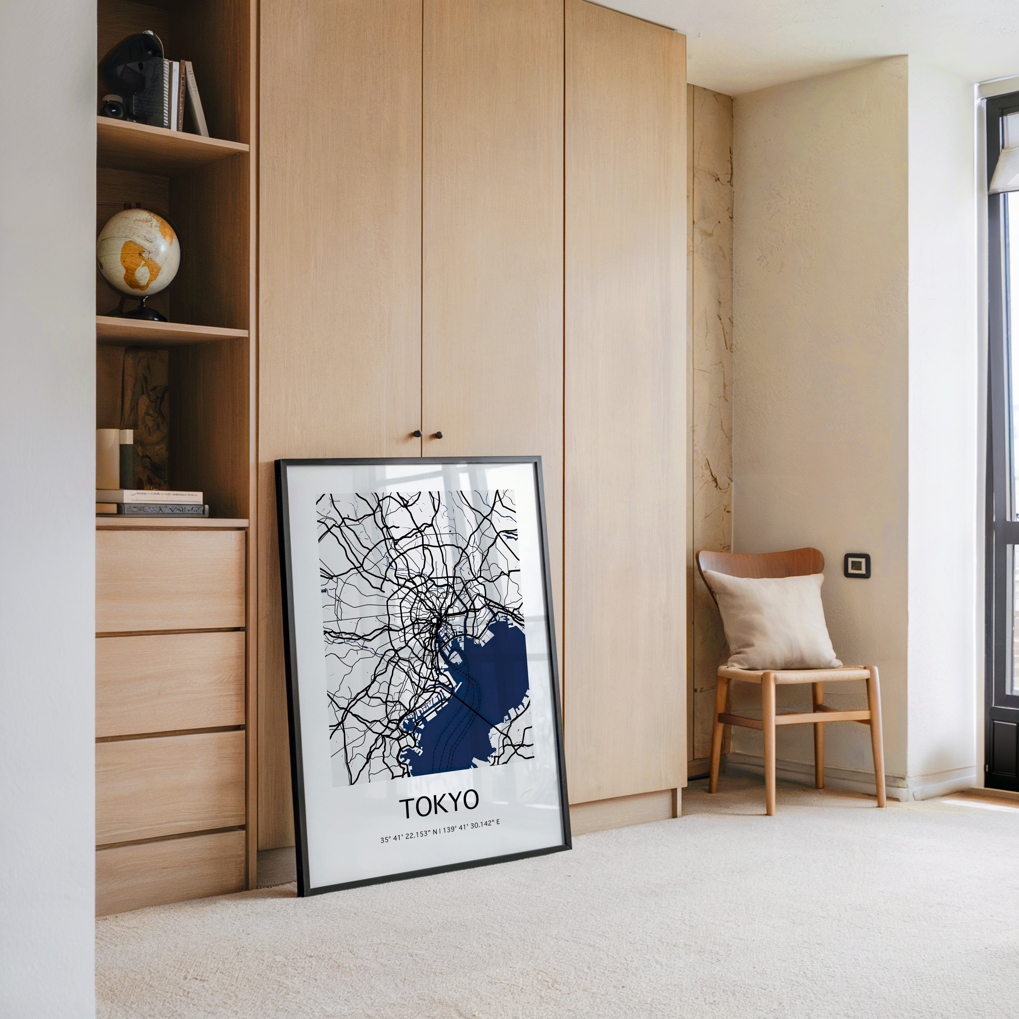 Tokio Stadtplan Schwarz-Weiß