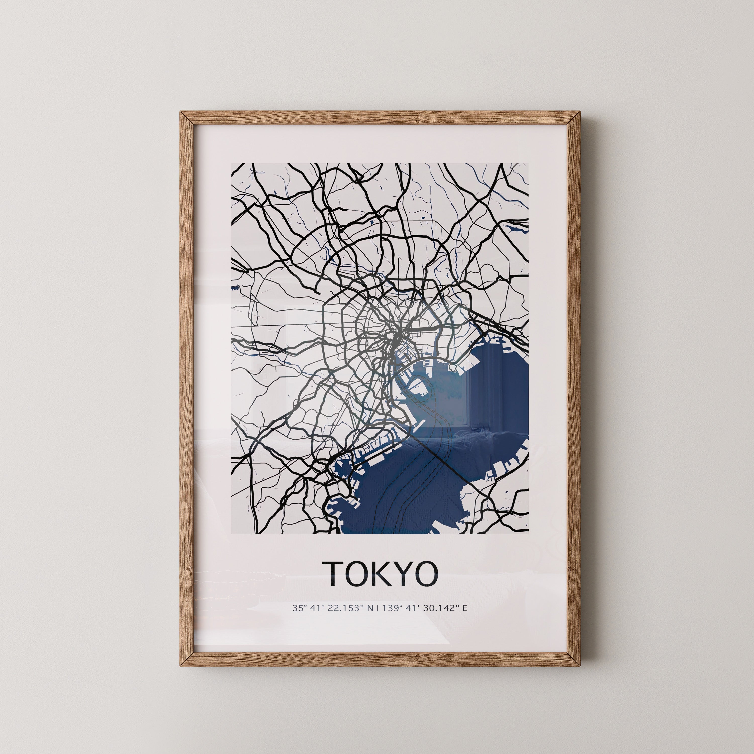 Tokio Stadtplan Schwarz-Weiß