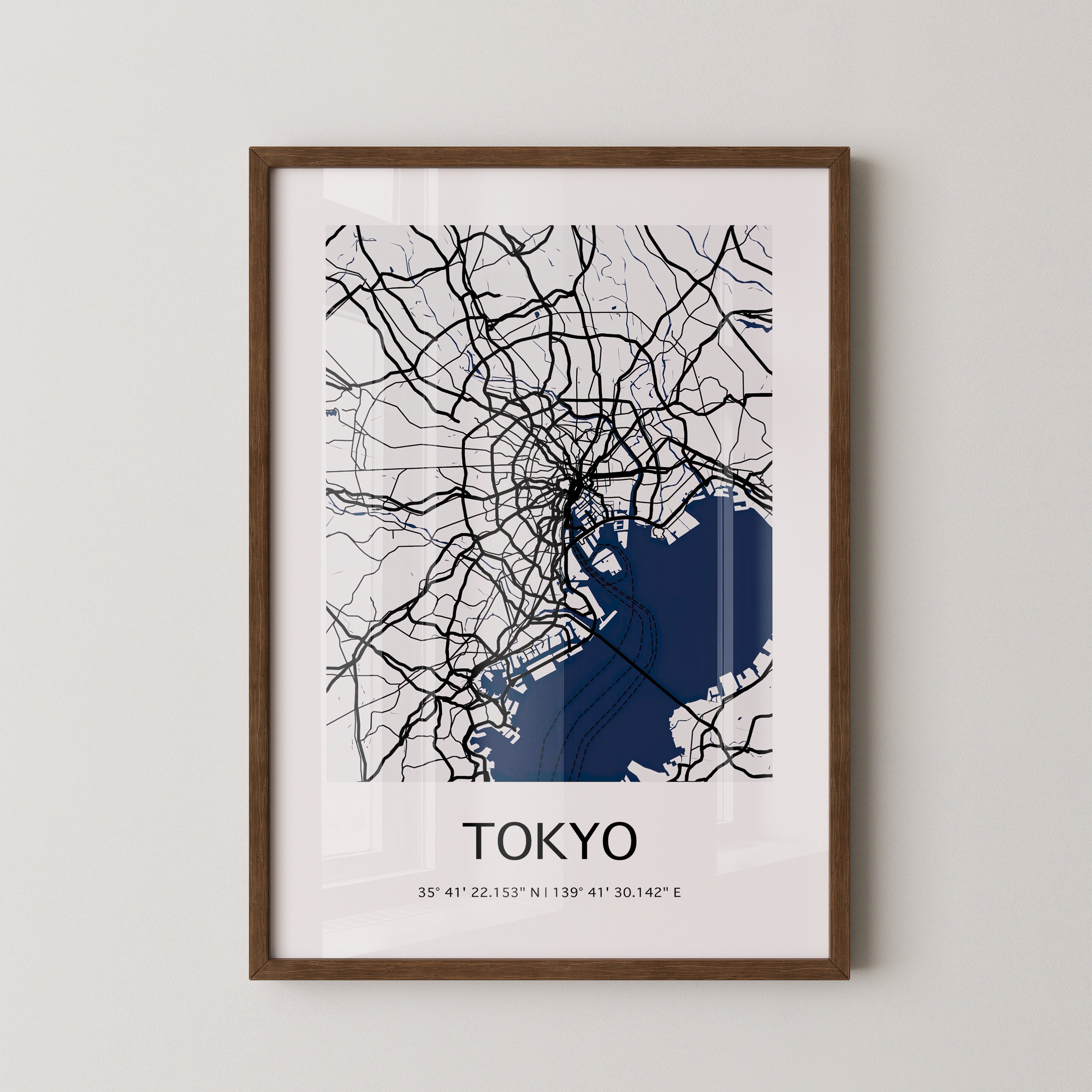 Tokio Stadtplan Schwarz-Weiß