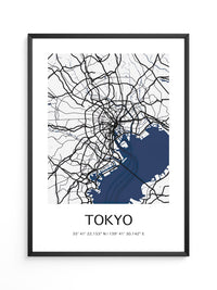 Tokio Stadtplan Schwarz-Weiß