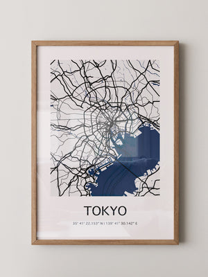 Tokio Stadtplan Schwarz-Weiß