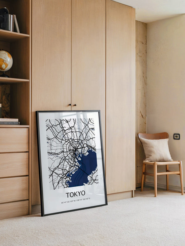 Tokio Stadtplan Schwarz-Weiß