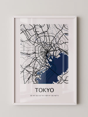 Tokio Stadtplan Schwarz-Weiß