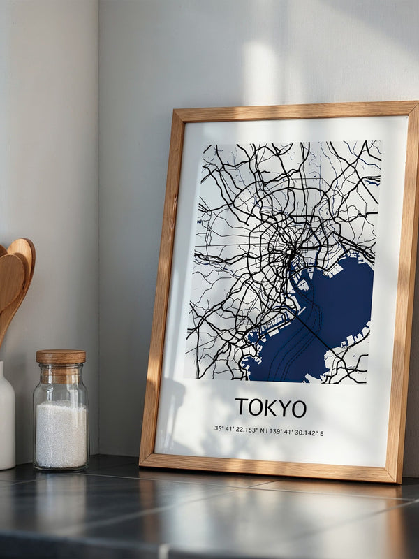 Tokio Stadtplan Schwarz-Weiß