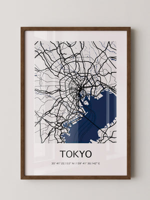 Tokio Stadtplan Schwarz-Weiß