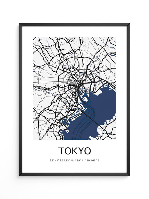 Tokio Stadtplan Schwarz-Weiß