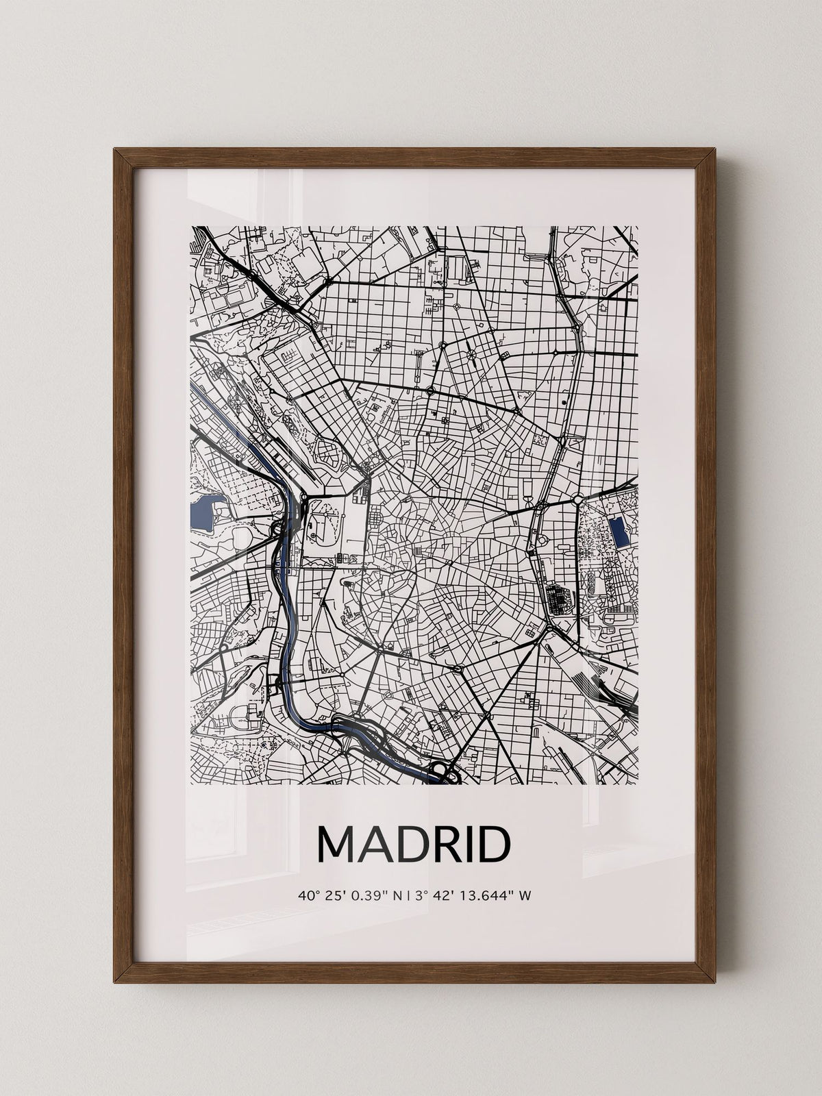 Stadtkarte Madrid – Schwarz auf Weiß