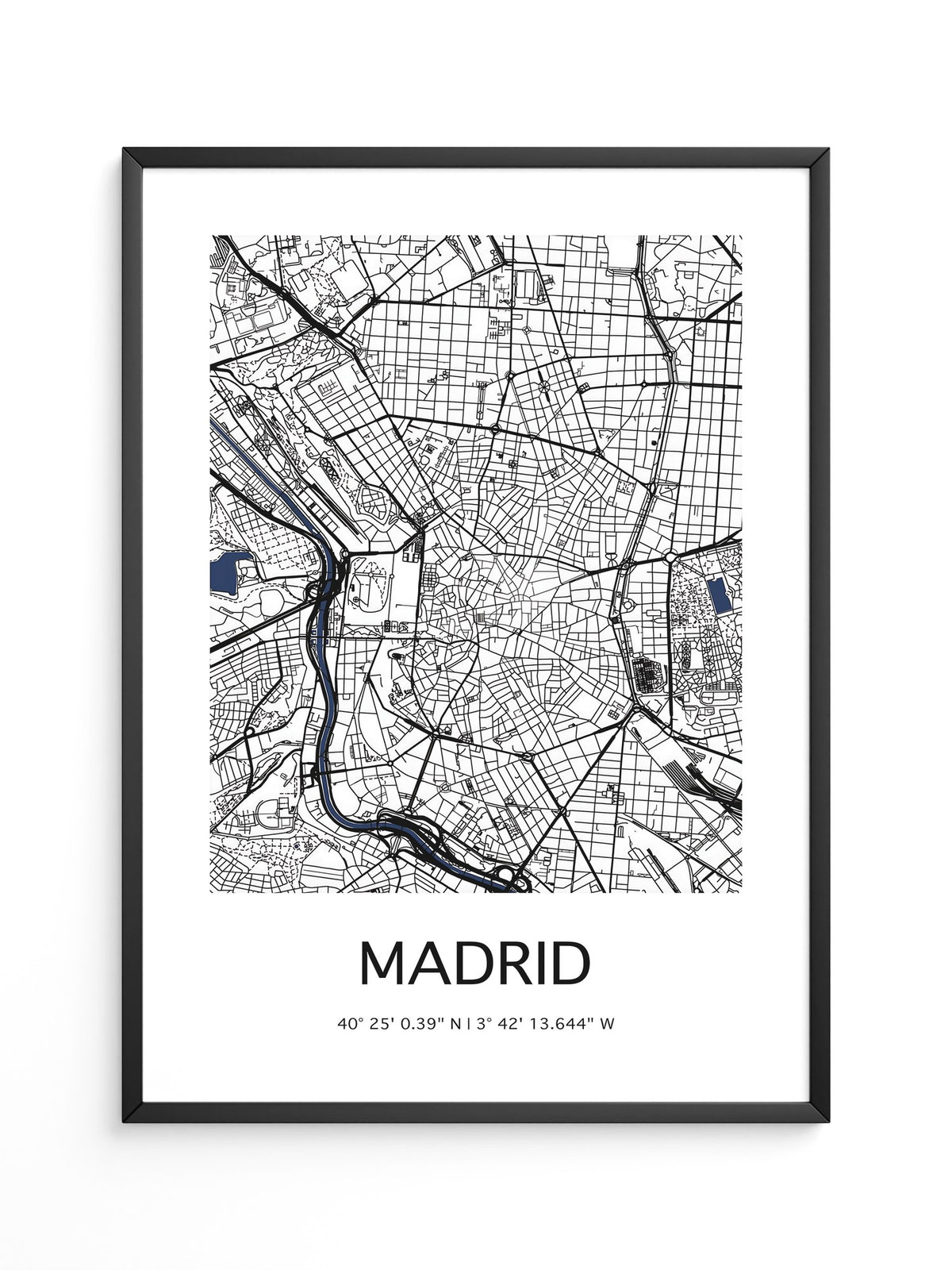 Stadtkarte Madrid – Schwarz auf Weiß