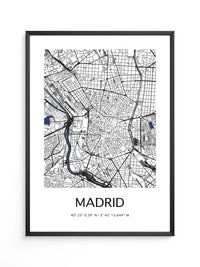 Stadtkarte Madrid – Schwarz auf Weiß