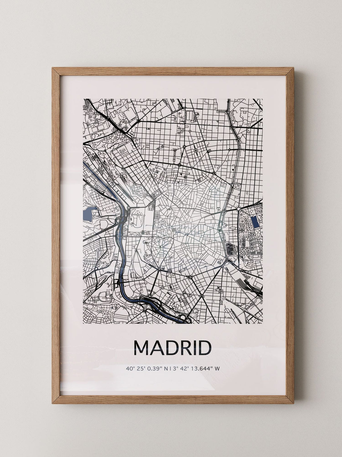 Stadtkarte Madrid – Schwarz auf Weiß