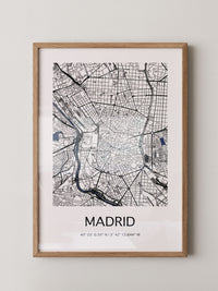 Stadtkarte Madrid – Schwarz auf Weiß