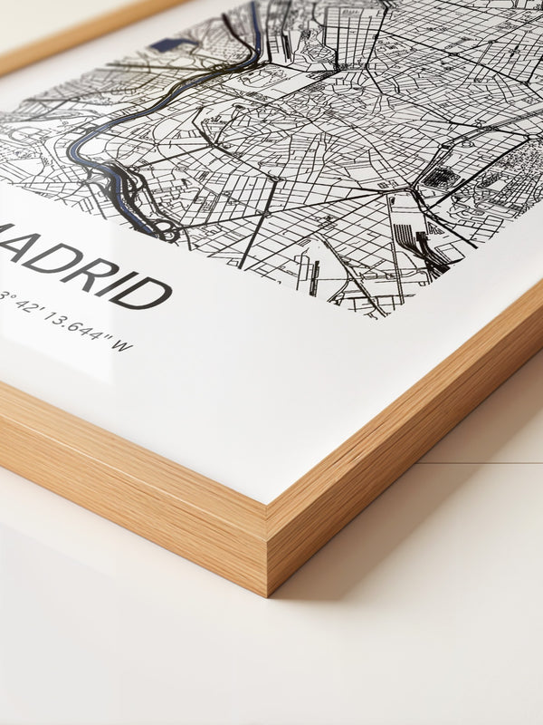 Stadtkarte Madrid – Schwarz auf Weiß