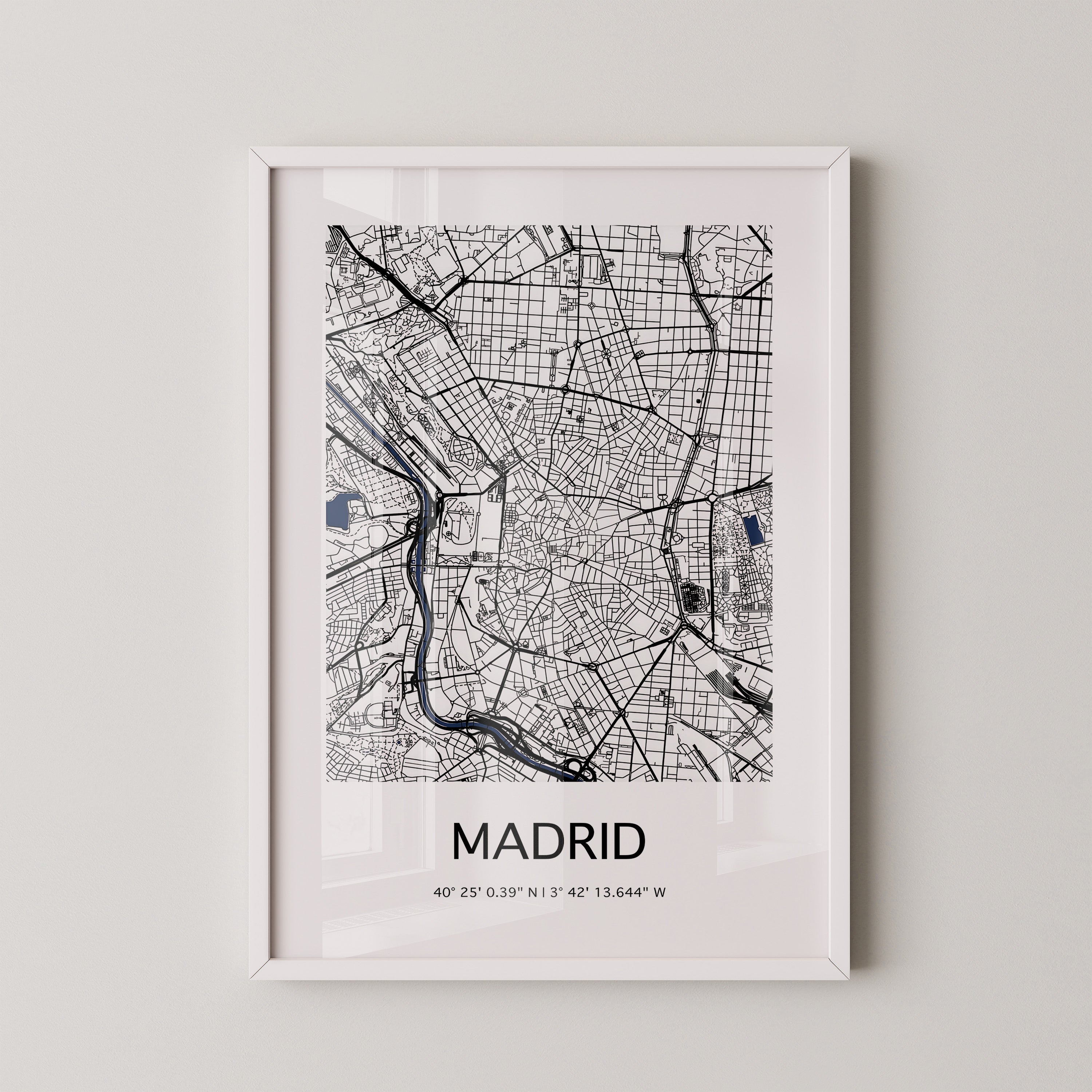 Stadtplan Madrid Schwarz Weiß