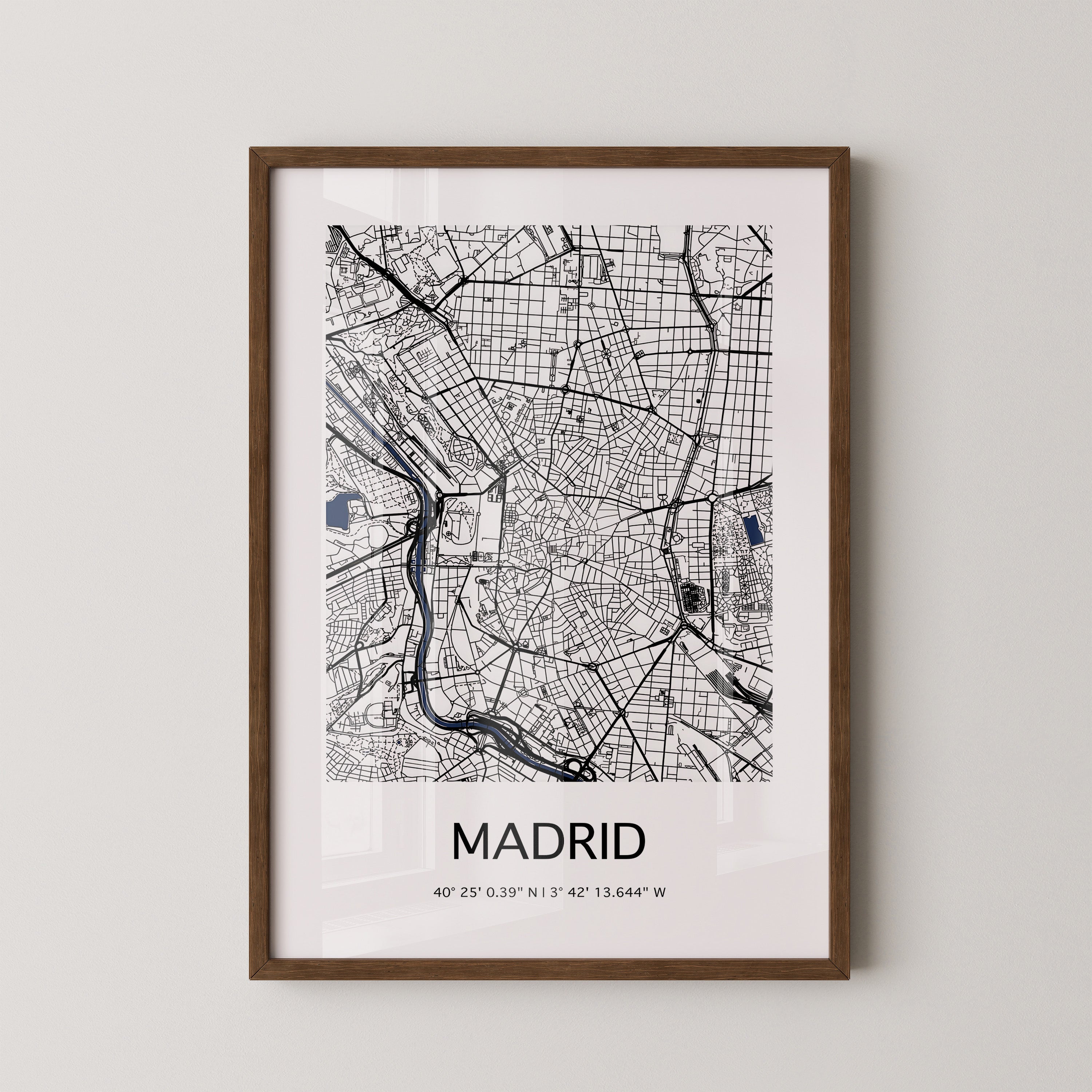 Stadtplan Madrid Schwarz Weiß