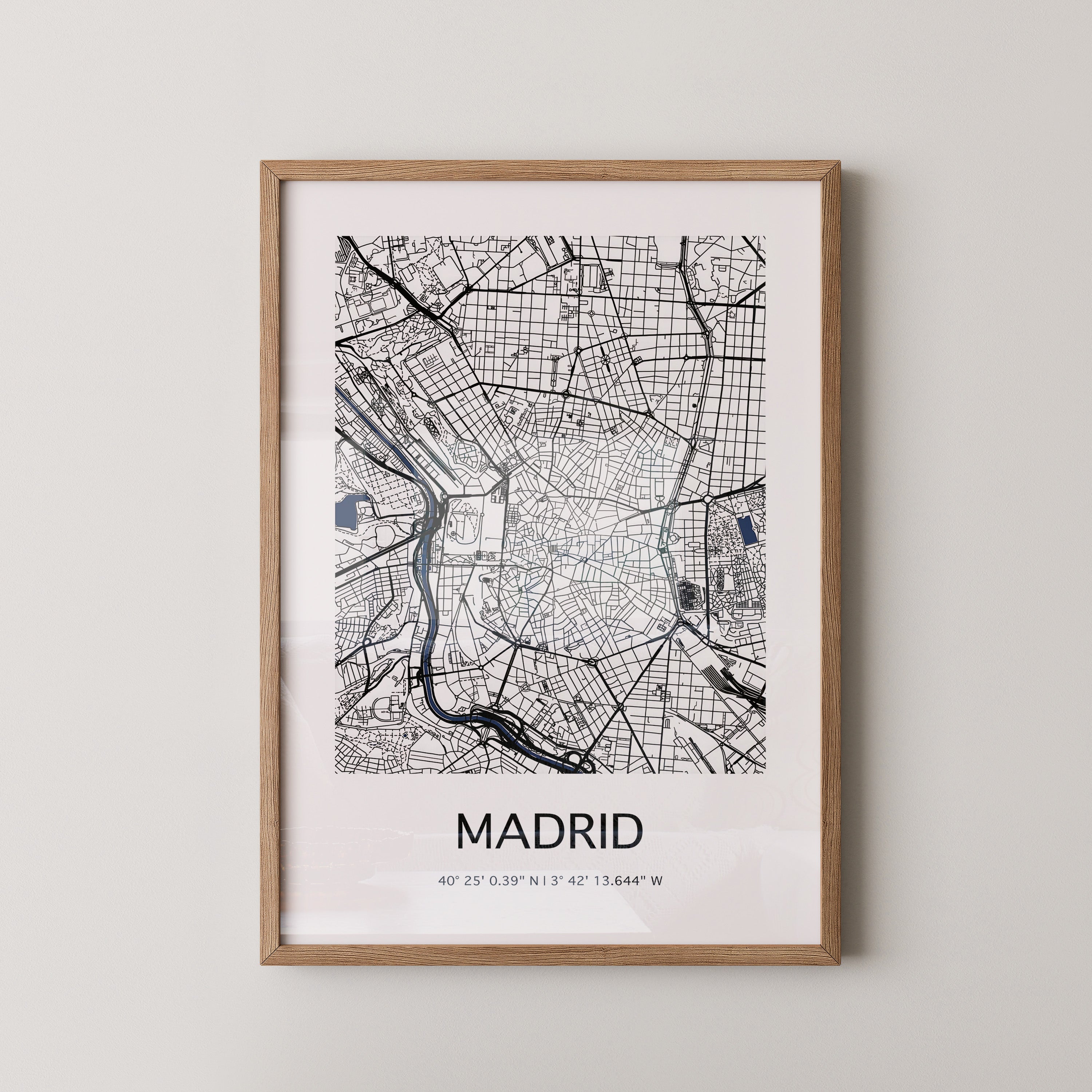 Stadtplan Madrid Schwarz Weiß