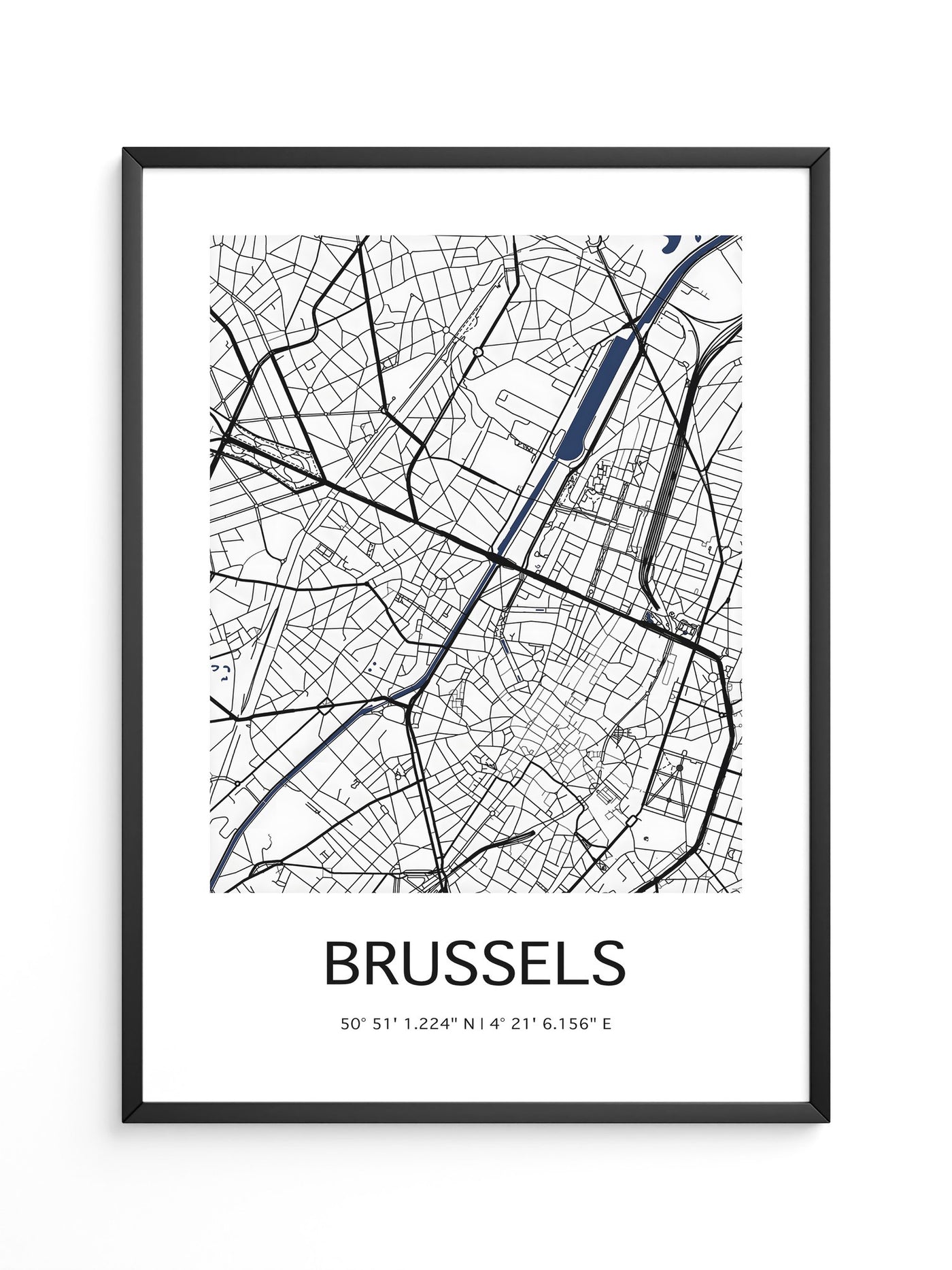 Brüssel Karte Monochrom