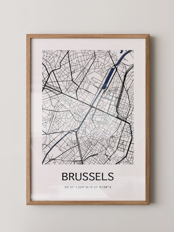 Brüssel Karte Monochrom