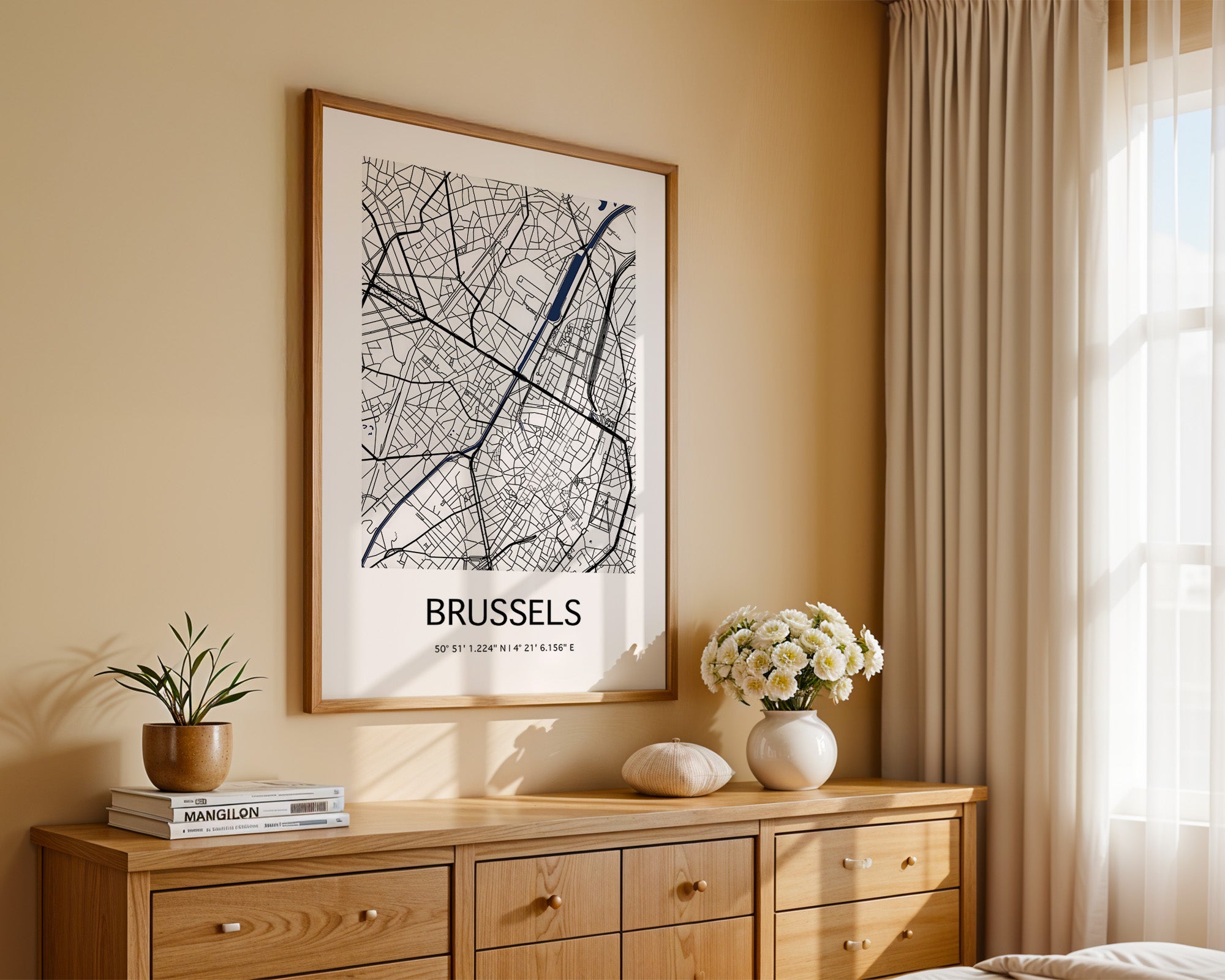 Brüssel Karte Monochrom