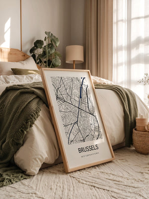 Brüssel Karte Monochrom