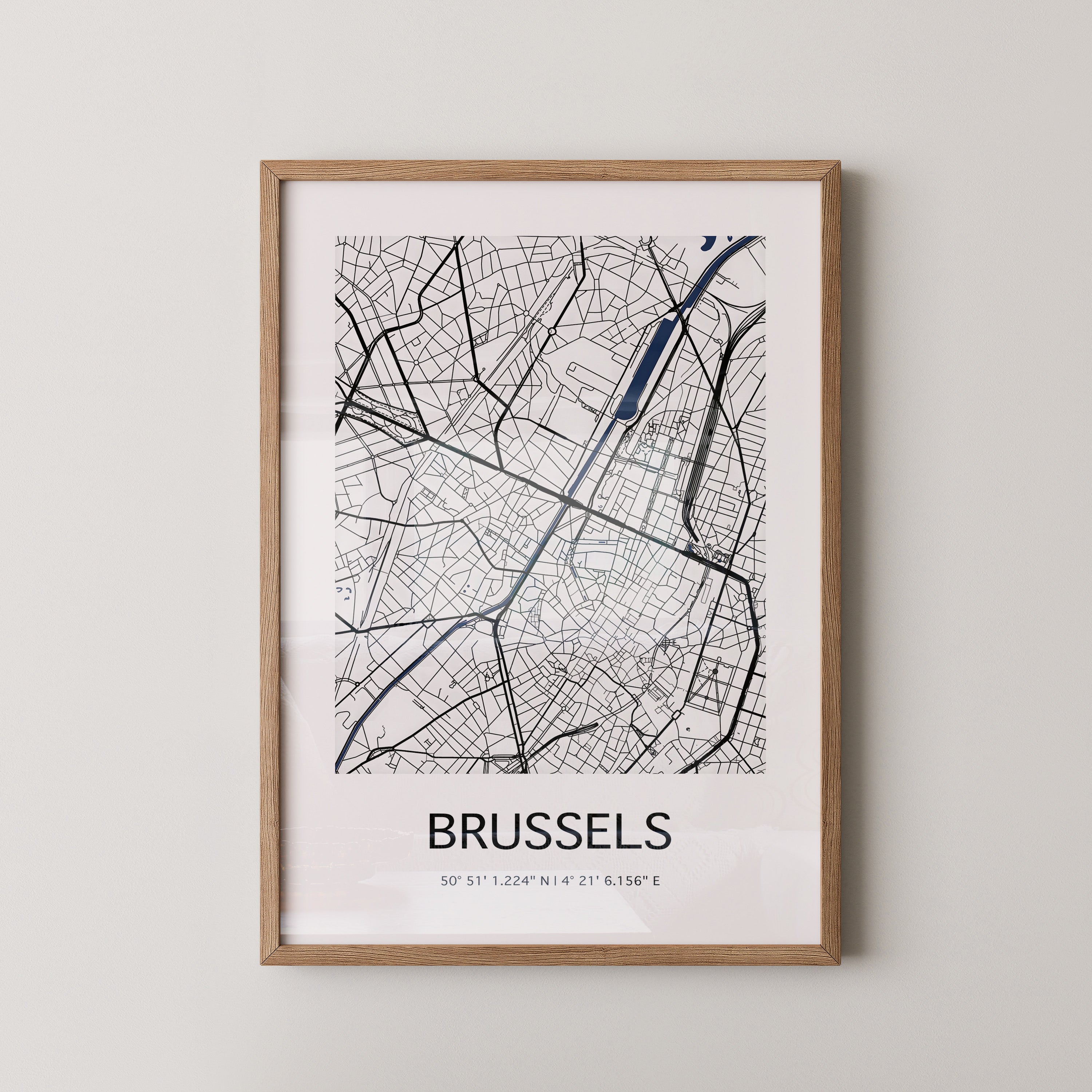 Brüssel Karte Monochrom