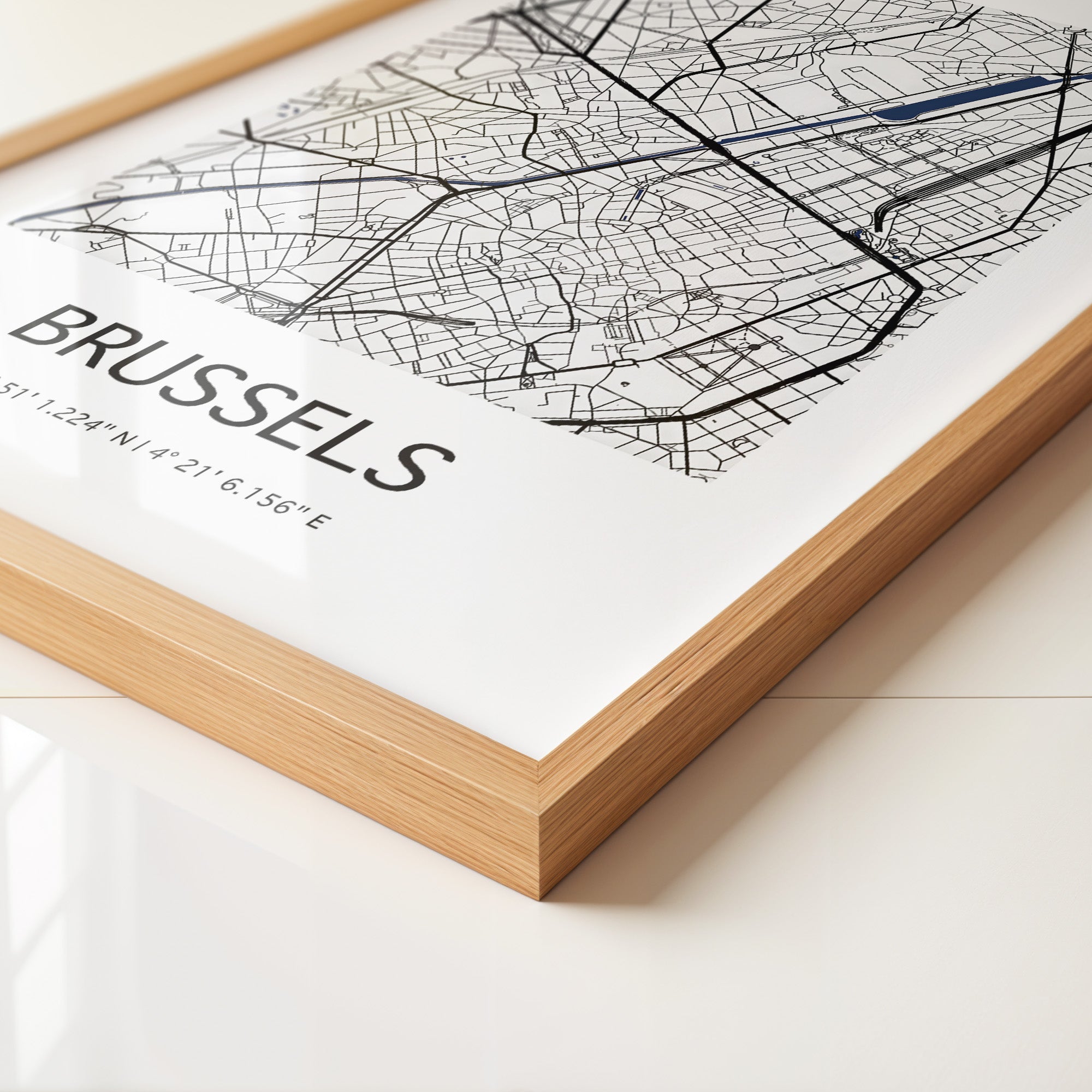 Brüssel Karte Monochrom