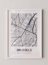 Brüssel Karte Monochrom