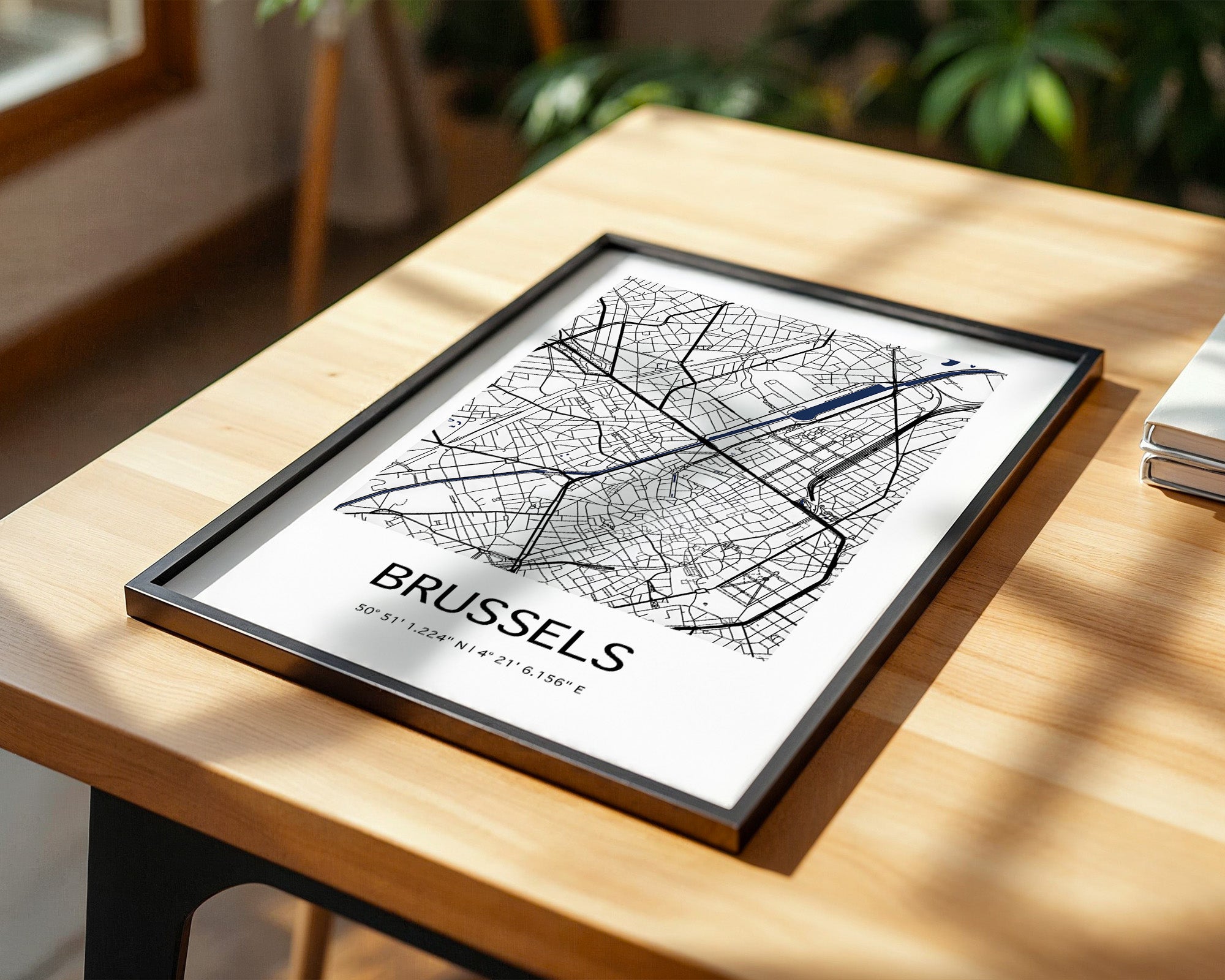 Brüssel Karte Monochrom