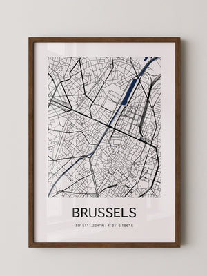 Brüssel Karte Monochrom