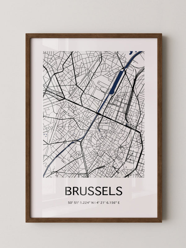 Brüssel Karte Monochrom