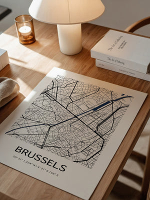 Brüssel Karte Monochrom