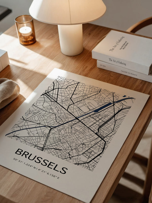 Brüssel Karte Monochrom