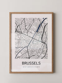 Brüssel Karte Monochrom