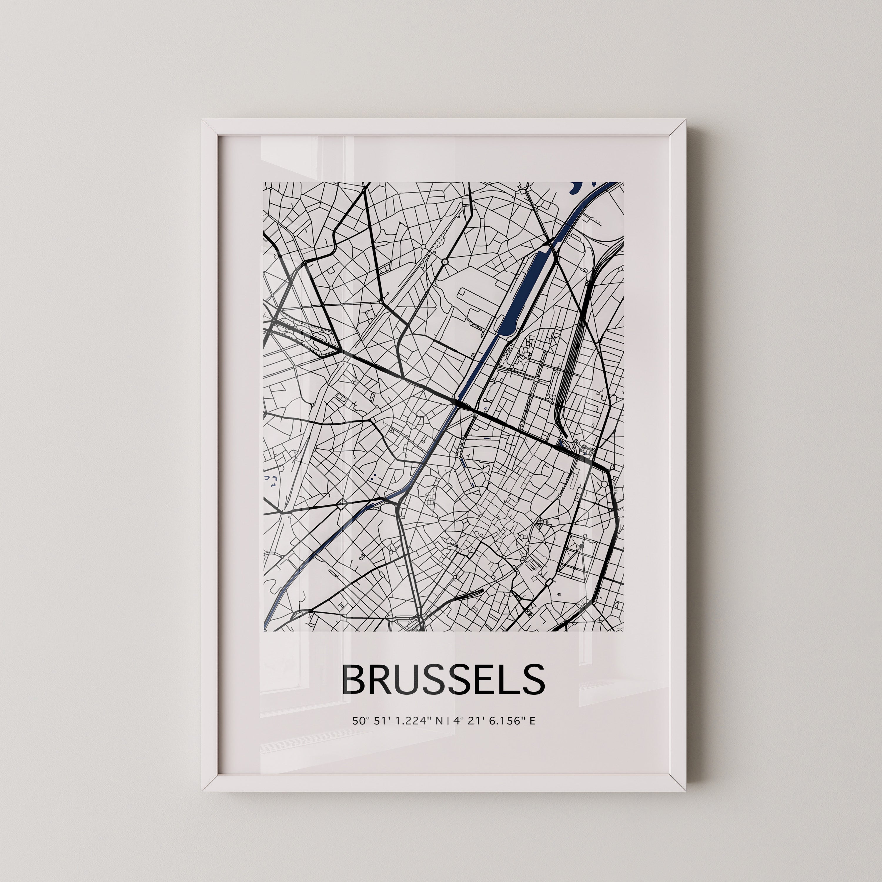 Brüssel Karte Monochrom