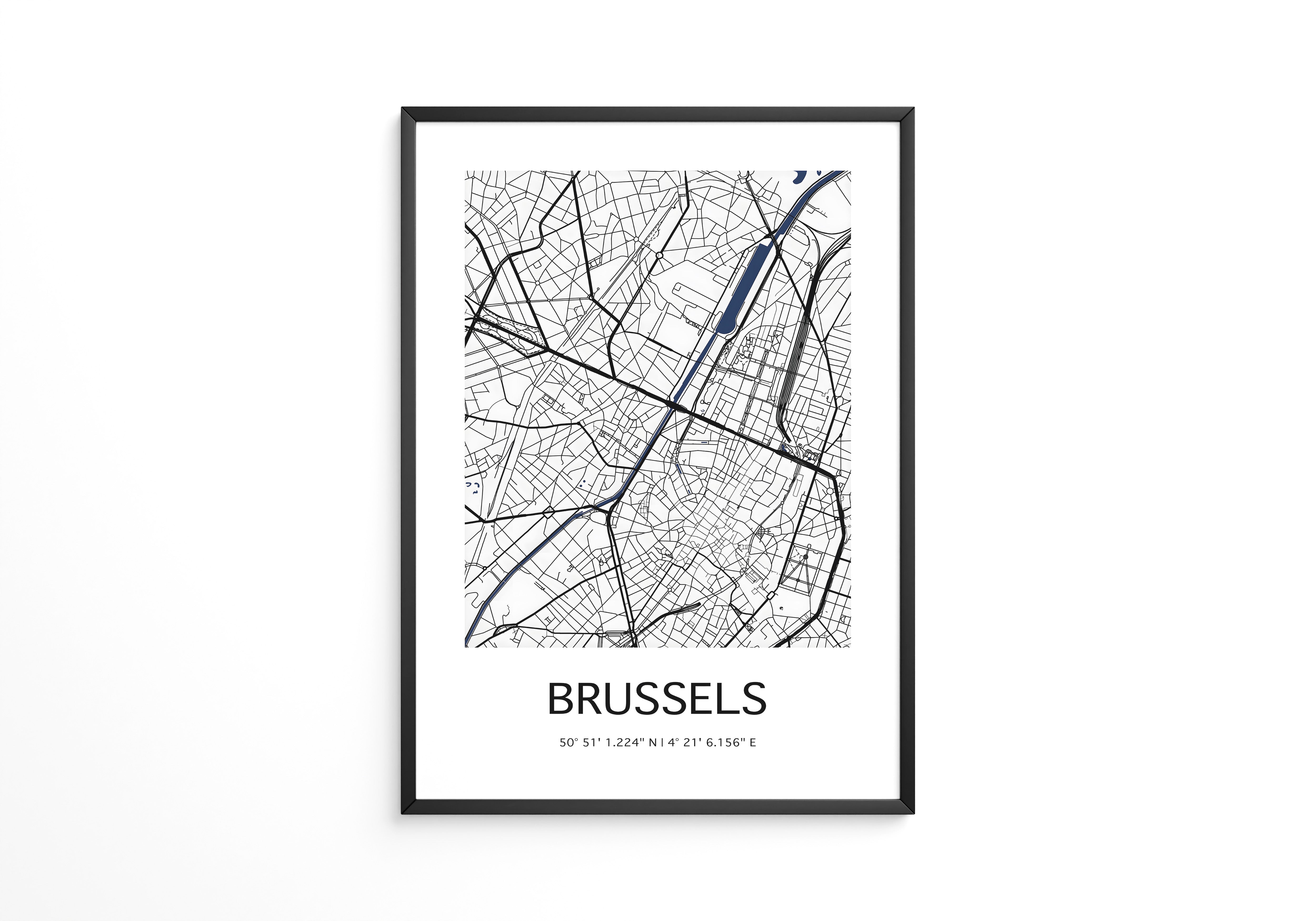 Brüssel Karte Monochrom