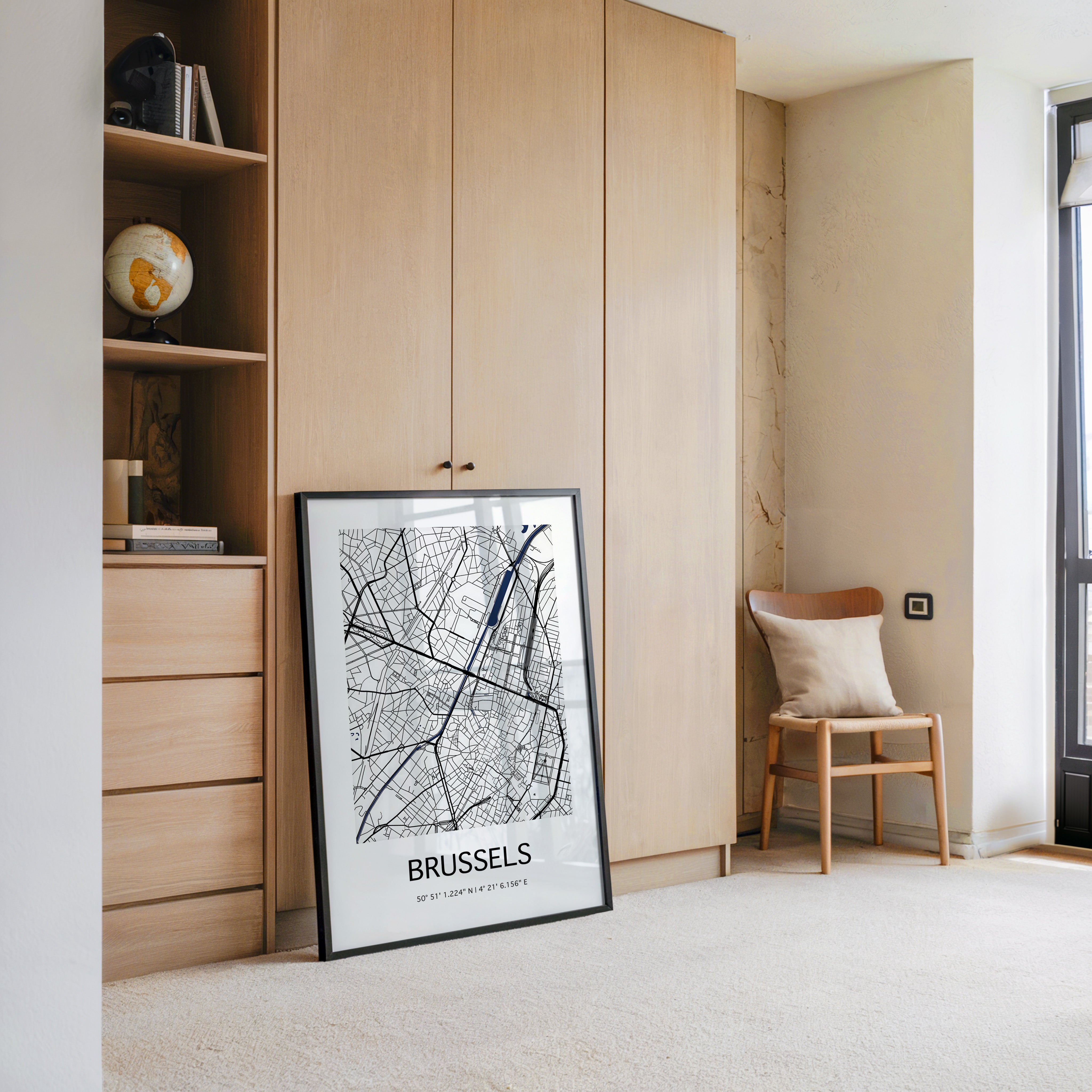 Brüssel Karte Monochrom