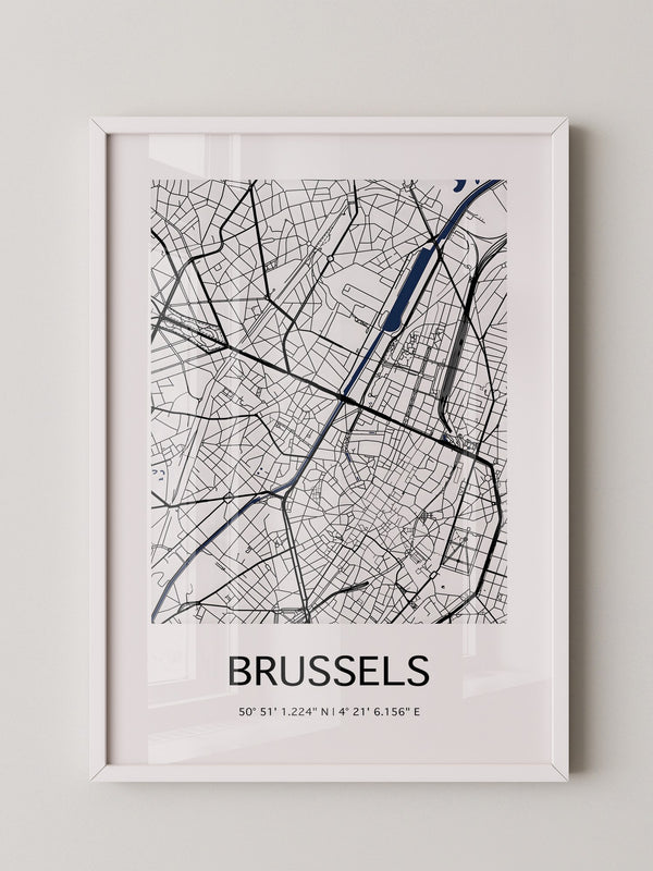 Brüssel Karte Monochrom