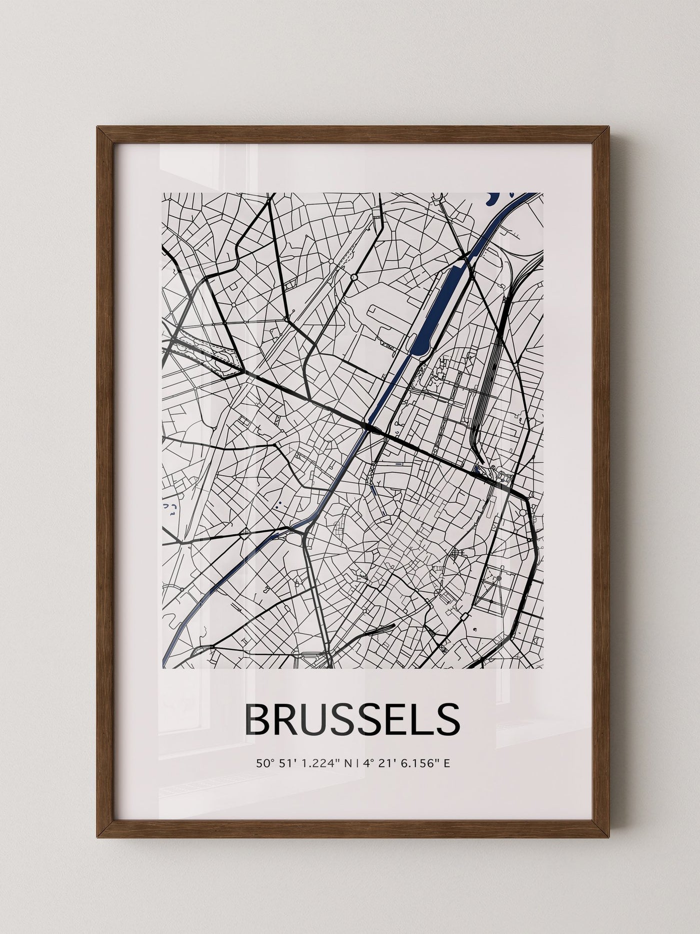 Brüssel Karte Monochrom