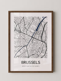 Brüssel Karte Monochrom