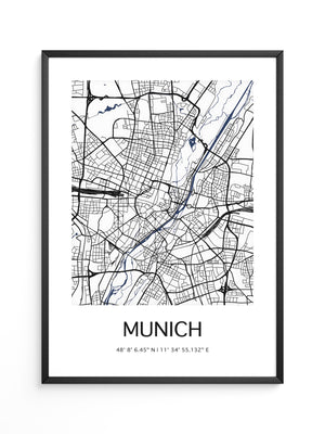 München Stadtplan minimalistisch