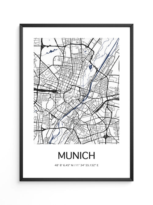 München Stadtplan minimalistisch