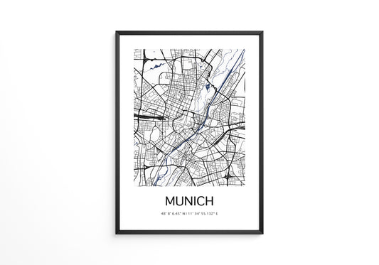 München Stadtplan minimalistisch