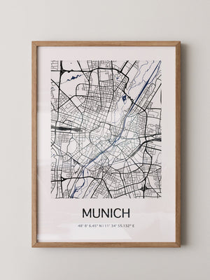 München Stadtplan minimalistisch