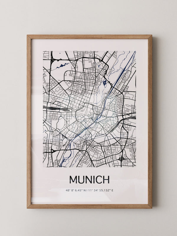 München Stadtplan minimalistisch