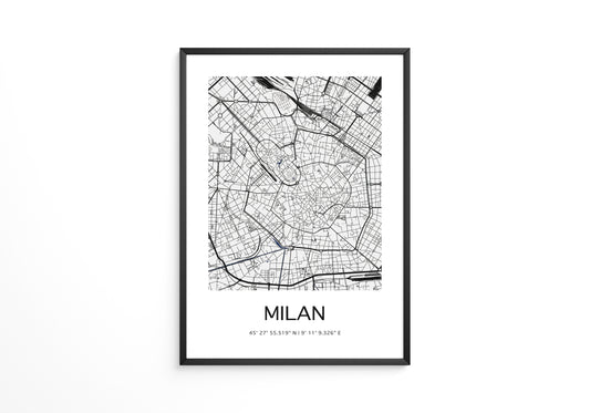 Mailand Stadtplan minimalistisch